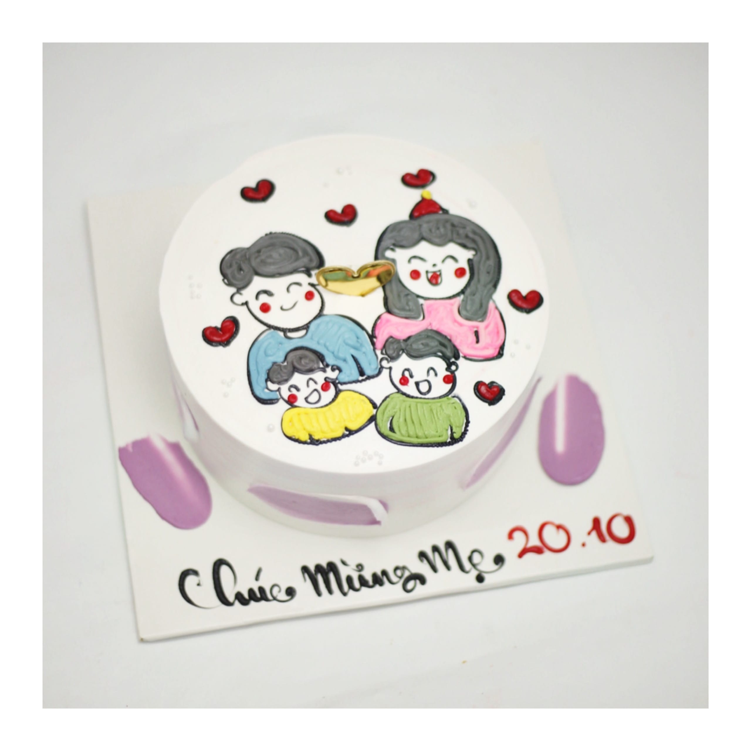 Bánh kem vẽ hình gia đình chúc mừng mẹ 20-10