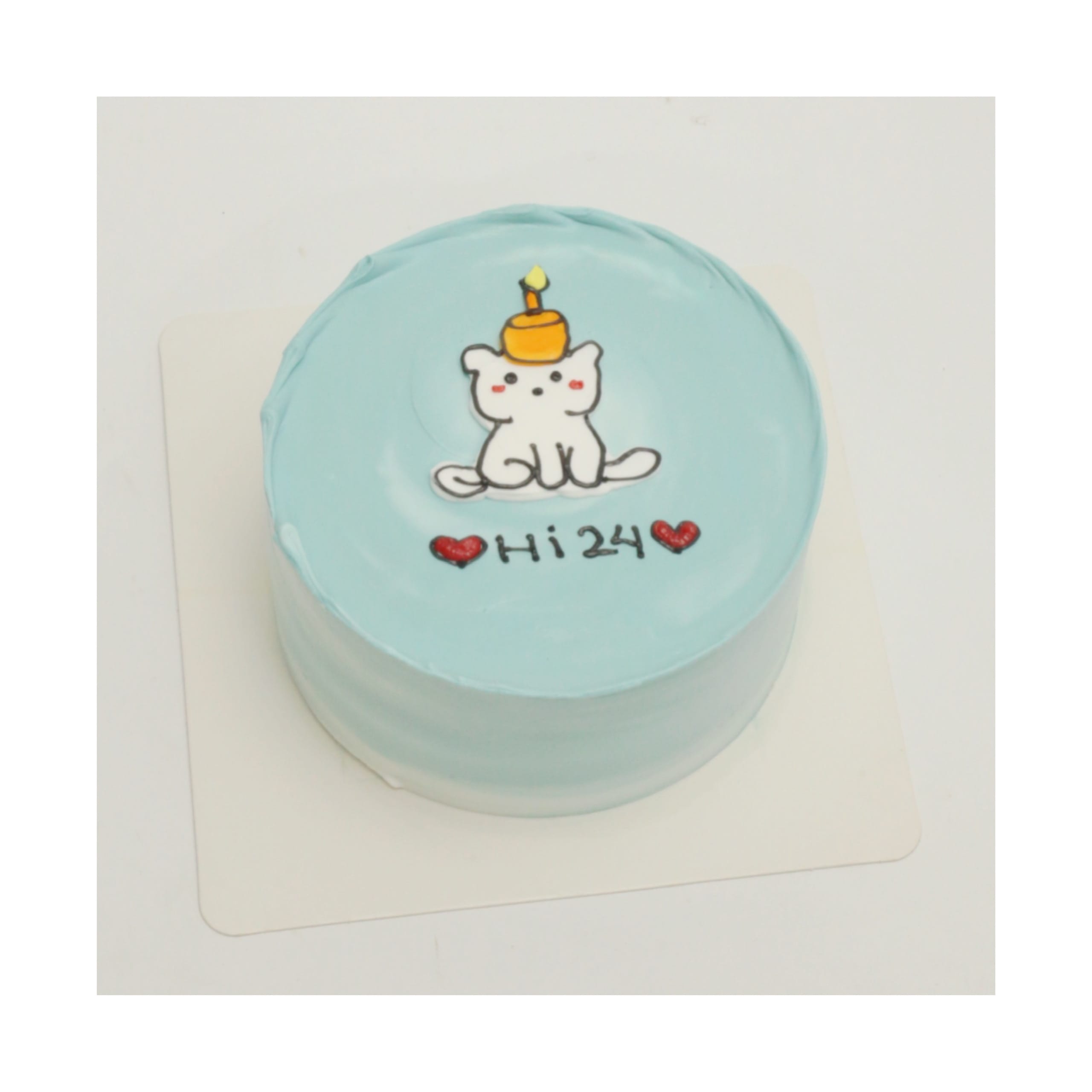 Bento cake xanh pastel họa tiết gấu nhỏ