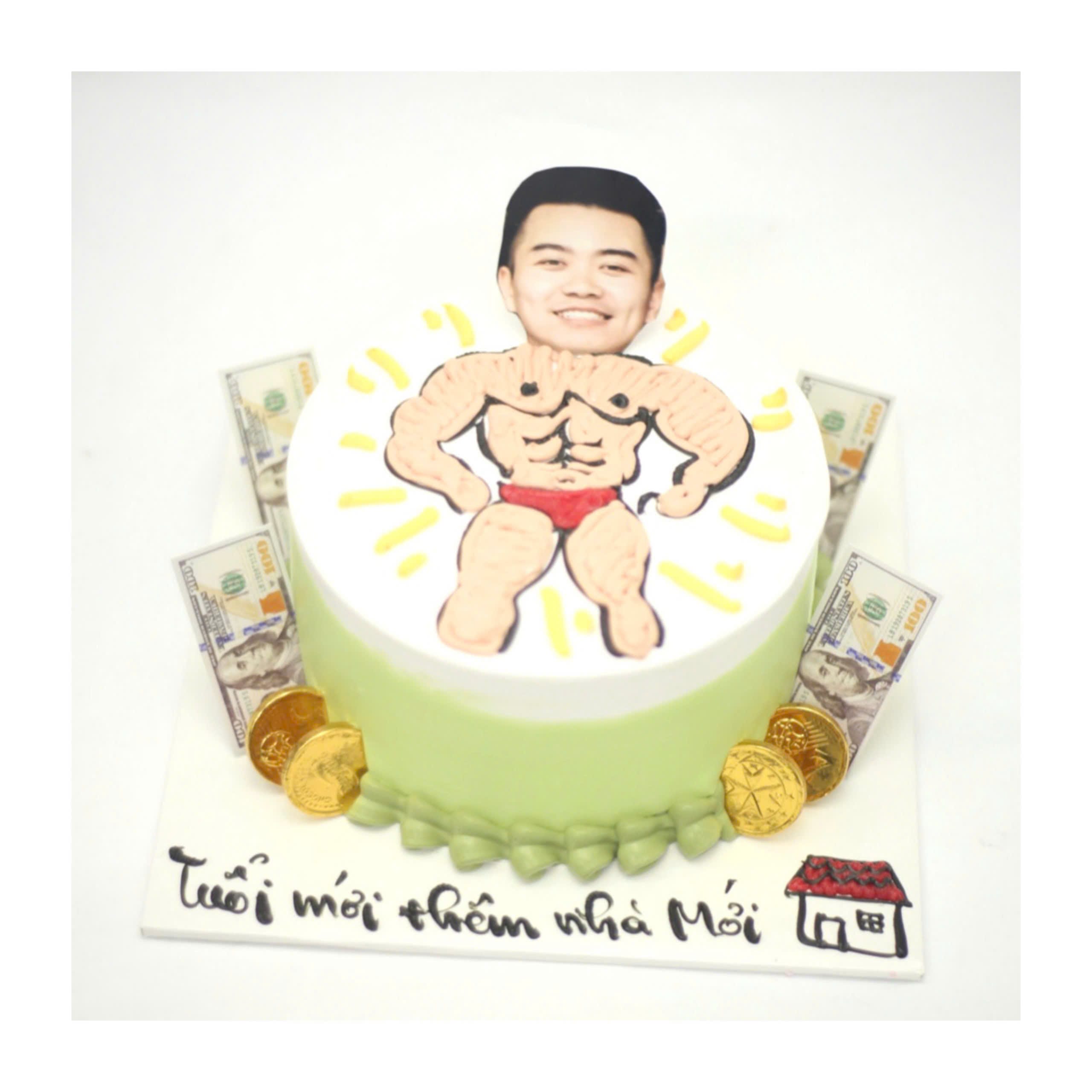Bánh kem vẽ hình người đàn ông cơ bắp