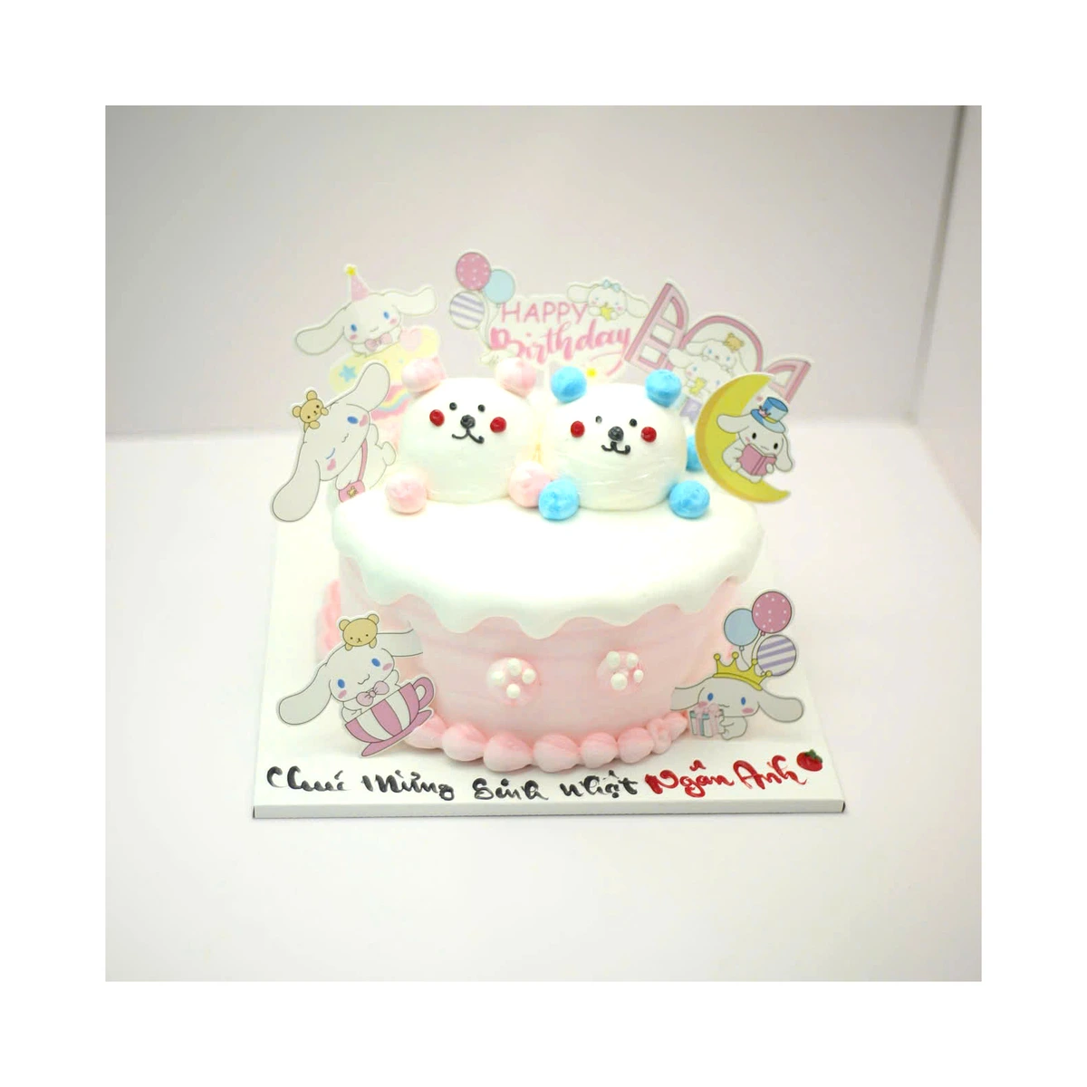 Bánh kem Cinnamoroll màu hồng pastel dễ thương