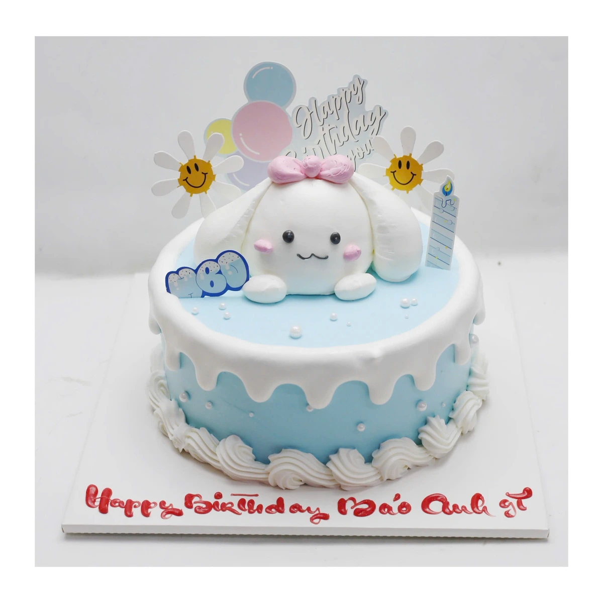 Bánh kem Cinnamoroll xanh trắng dễ thương Bảo Anh