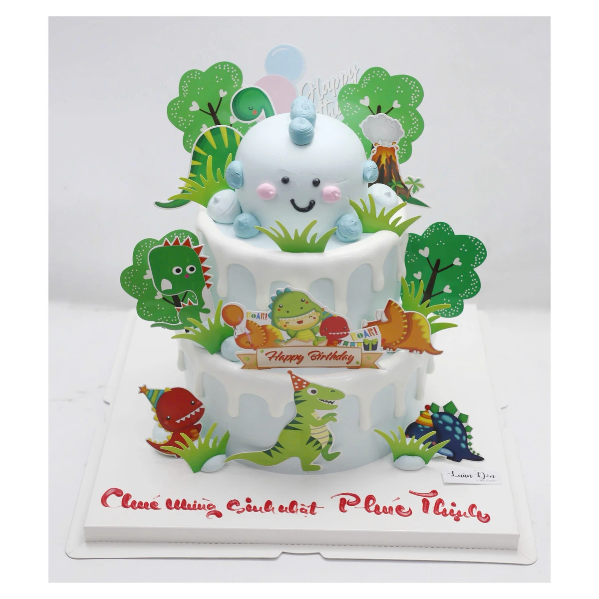 Bánh sinh nhật hai tầng chủ đề khủng long