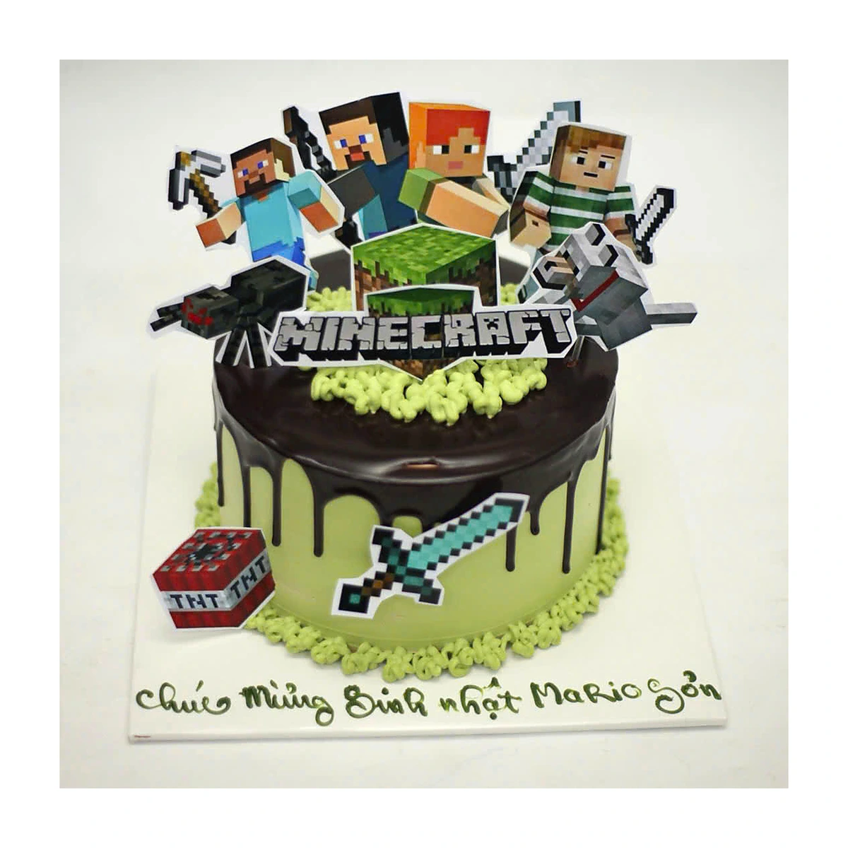 Bánh sinh nhật chủ đề game Minecraft độc đáo Mario Sơn
