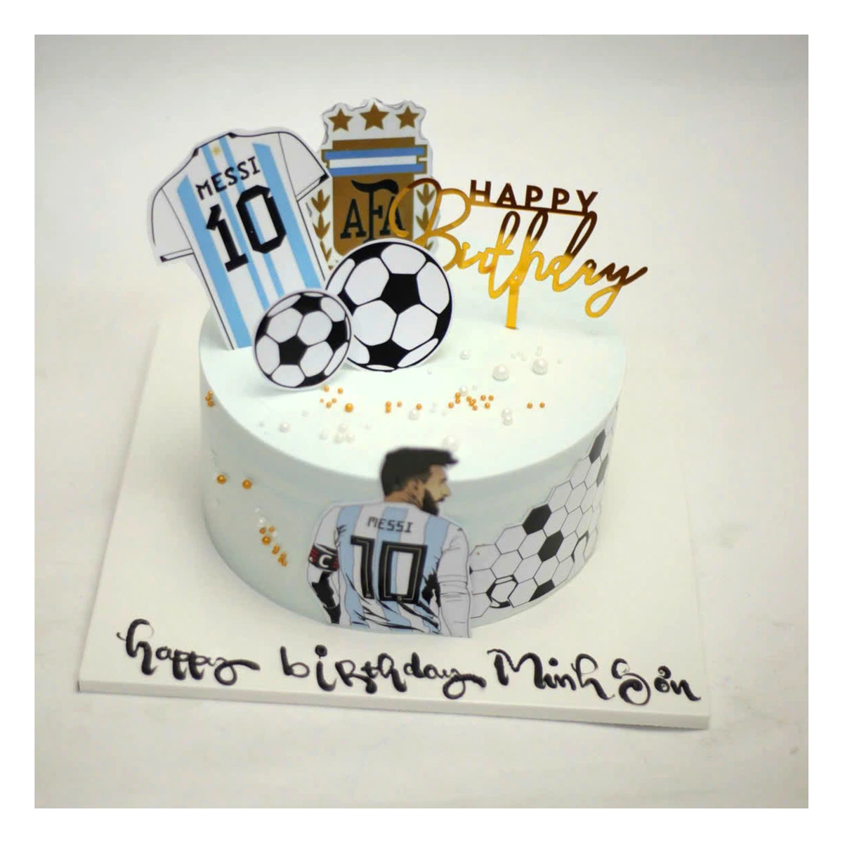 Bánh kem bóng đá chủ đề cầu thủ Messi 10