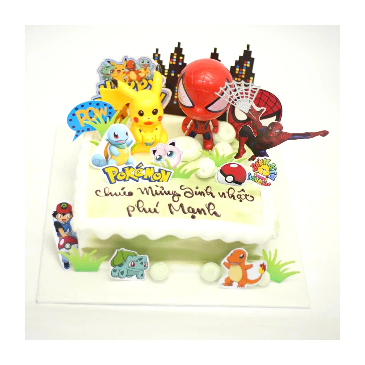 Bánh kem Pikachu và Spiderman cho bé