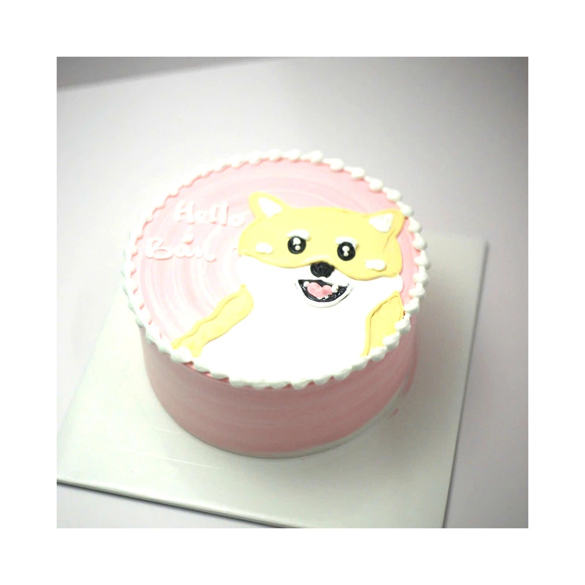 Bánh sinh nhật vẽ hình chú chó Shiba