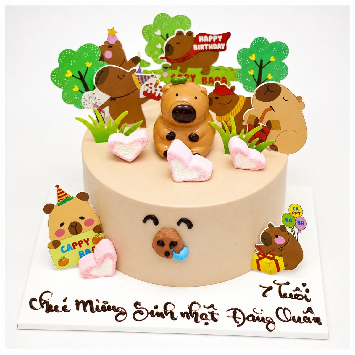Bánh kem Capybara nâu ngộ nghĩnh đáng yêu