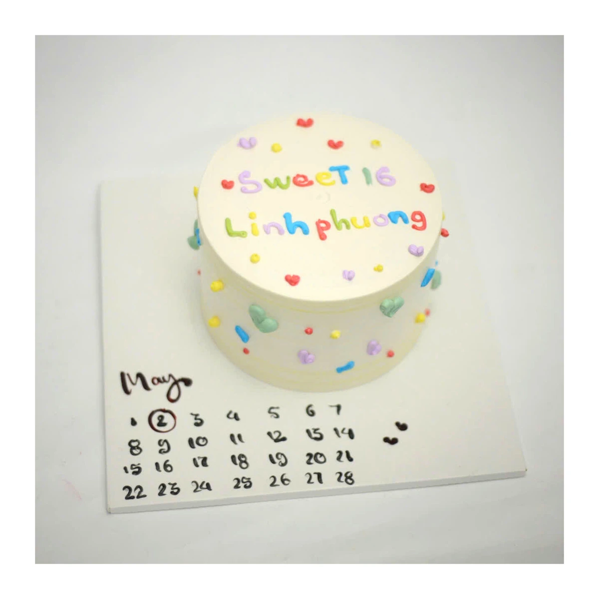Bánh kem vẽ lịch Sweet 16 Linh Phương