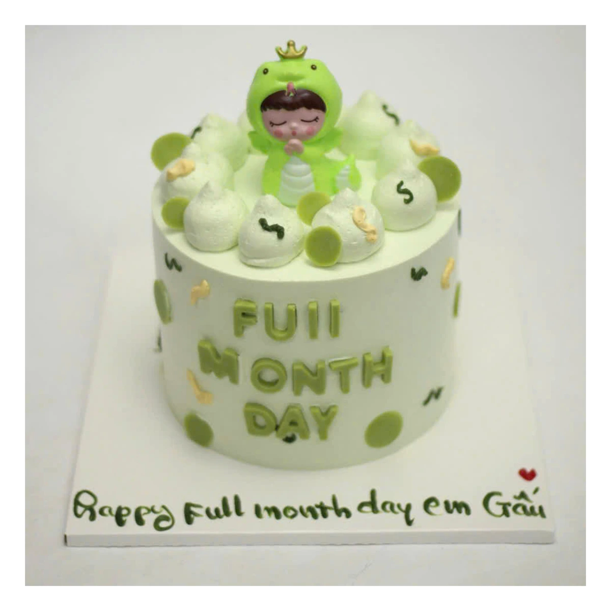 Bánh kem đầy tháng em Gấu xanh mint