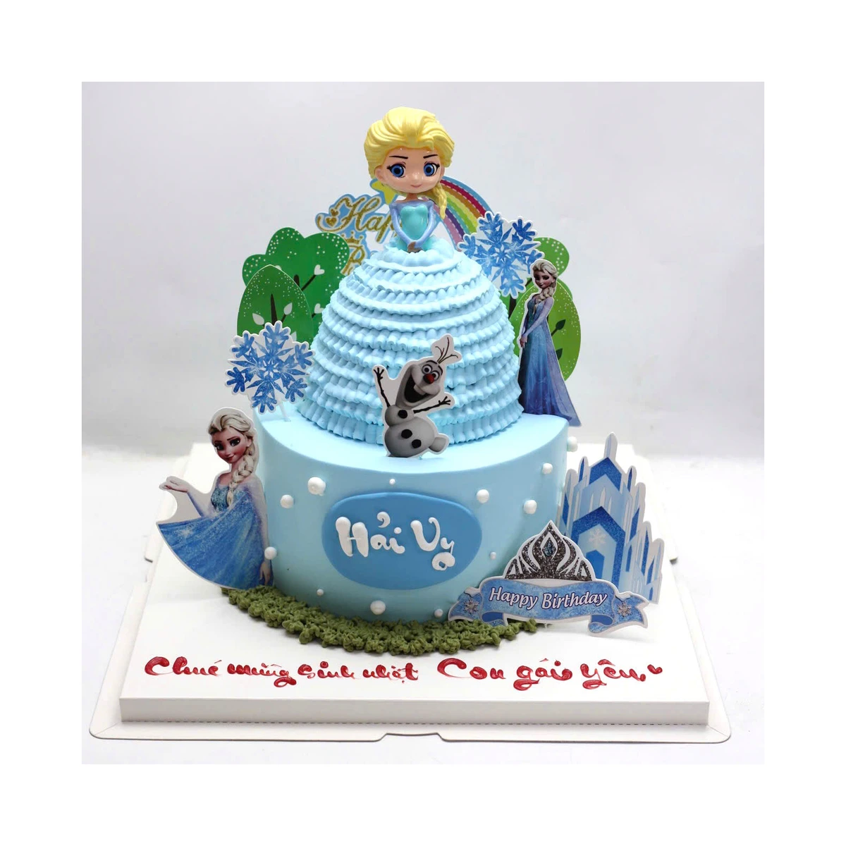 Bánh sinh nhật công chúa Elsa màu xanh dương