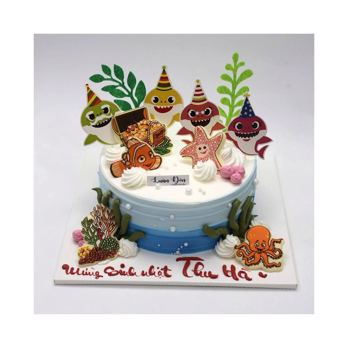 Bánh sinh nhật Baby Shark đại dương xanh