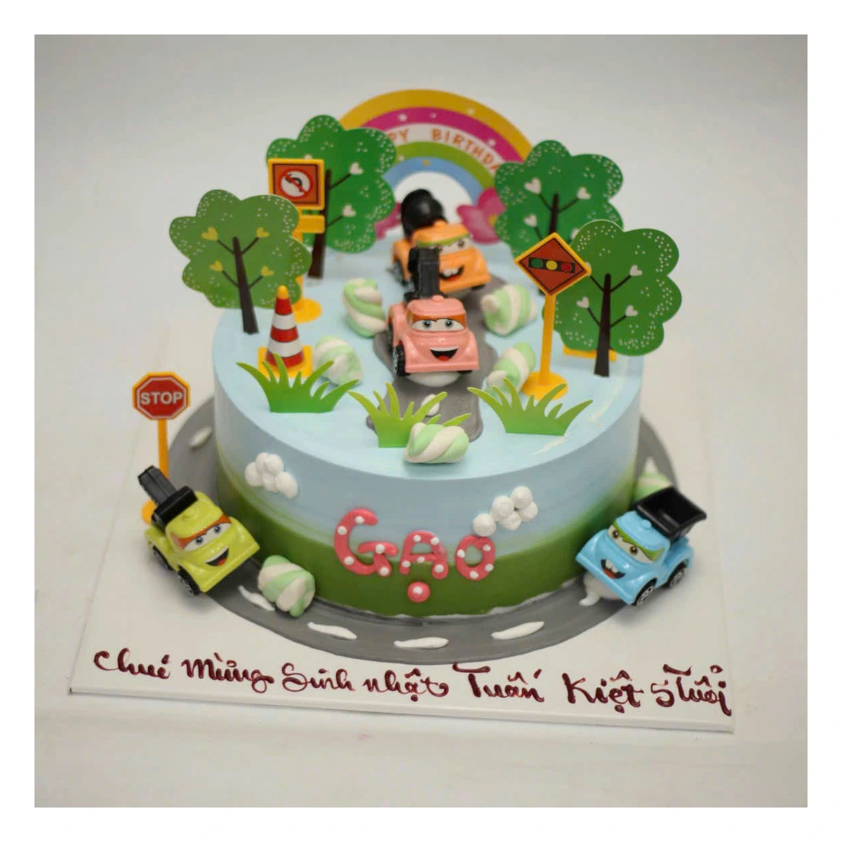 Bánh kem mô hình ô tô công trường cho bé