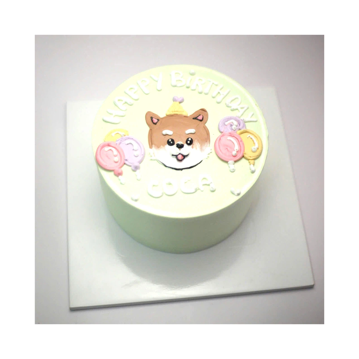 Bánh kem vẽ mặt chú chó Shiba