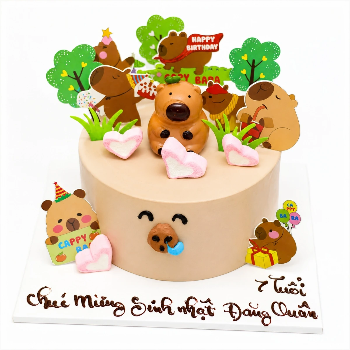 Bánh sinh nhật Capybara màu nâu sữa dễ thương